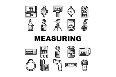 Measuring Equipment Collection Icons Set isolated illustration