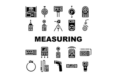 Measuring Equipment Collection Icons Set isolated illustration