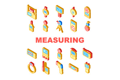 Measuring Equipment Collection Icons Set isolated illustration