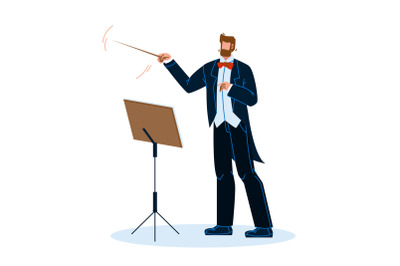 Music Conductor Man Conducting Orchestra Vector