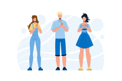 Honesty People Group With Hands On Chest Vector