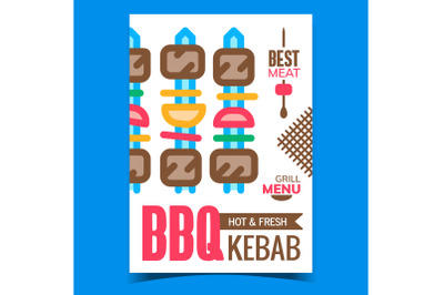 Bbq Kebab Grill Menu Advertising Banner Vector