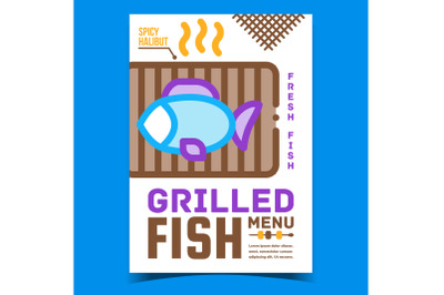 Grilled Fish Menu Food Advertising Banner Vector