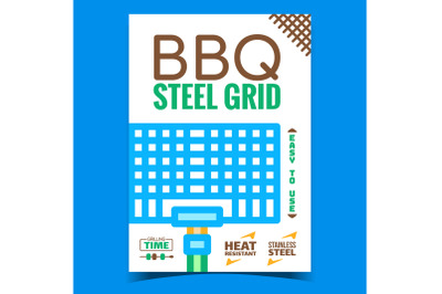 Bbq Steel Grid Creative Advertising Poster Vector