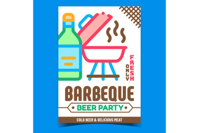 Barbeque Beer Party Advertising Banner Vector