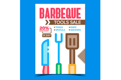 Barbeque Tools Sale Creative Promo Poster Vector