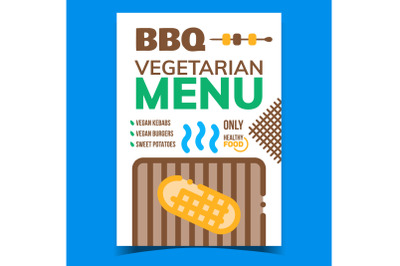 Bbq Vegetarian Menu Advertising Banner Vector