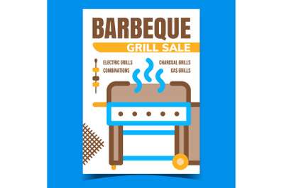 Barbeque Grill Sale Advertising Poster Vector