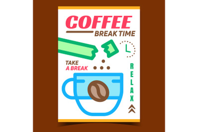 Coffee Brake Time Creative Advertise Banner Vector