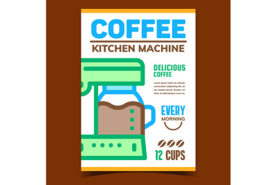 Coffee Kitchen Machine Advertising Banner Vector