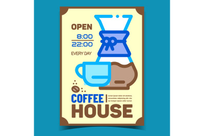 Coffee House Creative Advertising Poster Vector