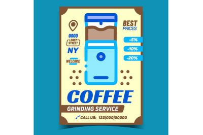 Coffee Grinding Service Advertising Poster Vector