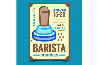 Barista Courses Creative Advertising Banner Vector