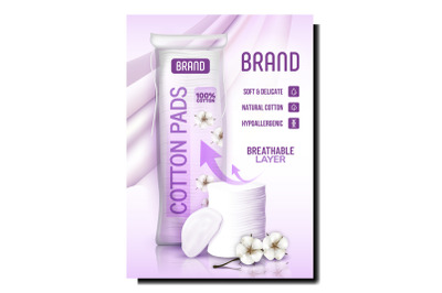 Cotton Pads Breathable Layer Promo Poster Vector