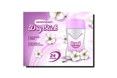 Dry Stick Deodorant For Women Promo Poster Vector