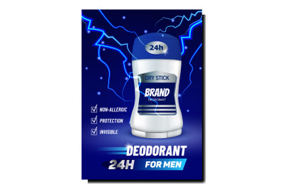 Dry Stick Deodorant For Men Promo Poster Vector