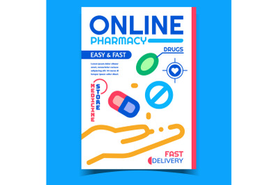 Online Pharmacy Creative Advertising Poster Vector