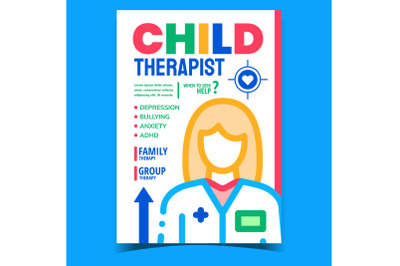 Child Therapist Creative Advertising Banner Vector