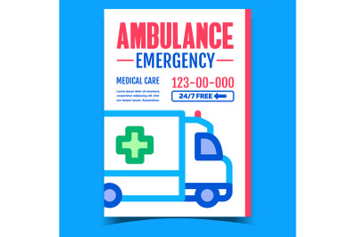 Ambulance Emergency Advertising Banner Vector