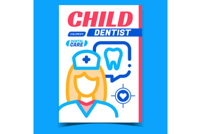 Child Dentist Creative Advertising Poster Vector