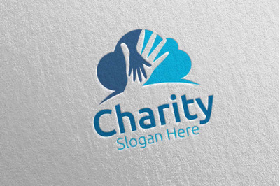 Cloud Charity Hand Love Logo Design 23