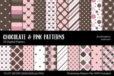 Chocolate &amp; Pink Digital Papers