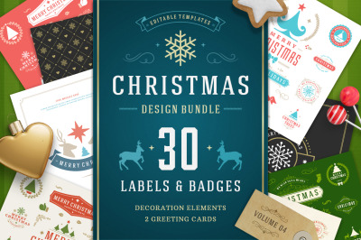 Christmas 30 labels and badges