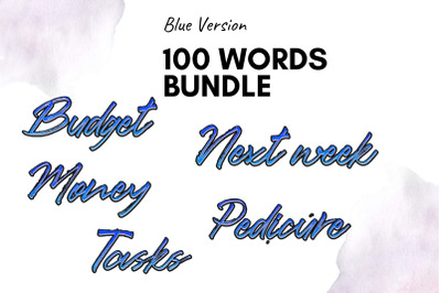 Blue Calligraphic Scripts Bundle Stickers Set