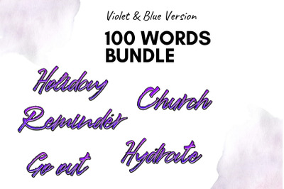 Blue &amp;amp; Violet Calligraphic Scripts Bundle Stickers Set