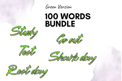 Green Calligraphic Scripts Bundle Stickers Set