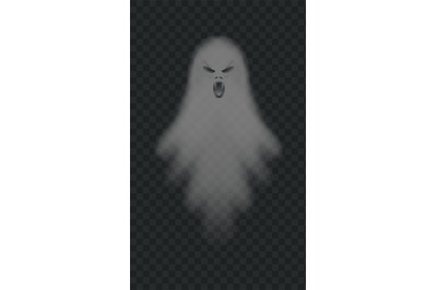 Realistic spooky ghost. Isolated vector shadow poltergeist