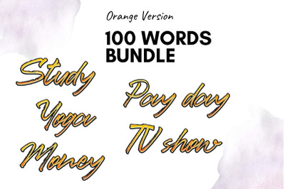 Orange Calligraphic Scripts Bundle Stickers Set