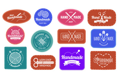 Handmade badges logo, graphic logotype tag label