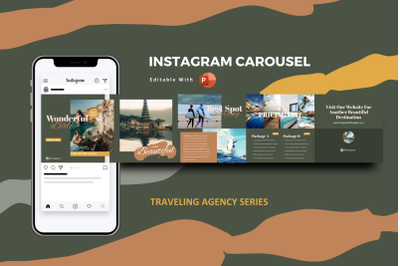 Traveling agency vacation instagarm carousel powerpoint tempalte