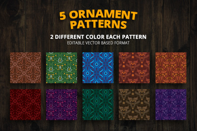 5 Ornament Patterns Vector