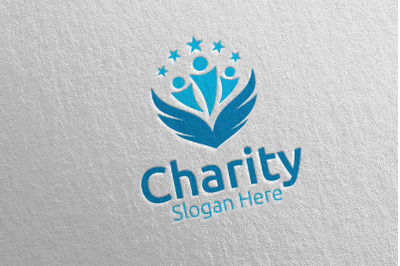 Wing Charity Hand Love Logo Design 32