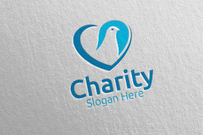 Dove Charity Hand Love Logo Design 33