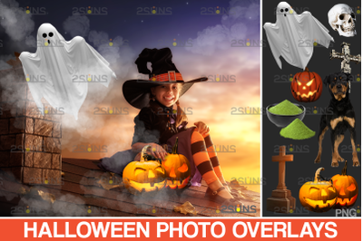 Halloween overlays &amp; Halloween clipart: Photoshop overlay, pumpkin cli