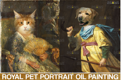 Royal Pet Portrait templates vol.11&2C; Pet Painting&2C; Oil portrait pet ba