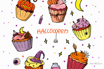 Halloween cupcakes clipart