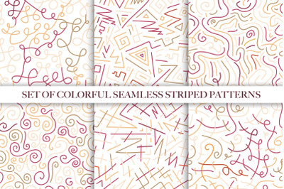 Color hand drawn seamless patterns