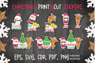 Christmas stickers with Santa and Deer.