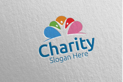 Cloud Charity Hand Love Logo Design 42