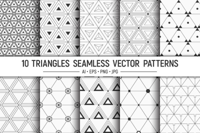 10 seamless geometric vector triangles patterns