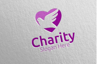 Dove Charity Hand Love Logo Design 61