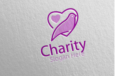 Dove Charity Hand Love Logo Design 62