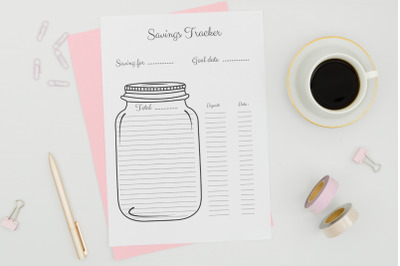 Saving Jar Tracker, Savings Tracker, Baby Steps Chart