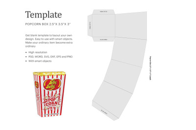 Mini Popcorn Box Template | Silhouette Studio | Cricut Silhouette