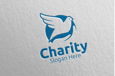 Dove Charity Hand Love Logo Design 68