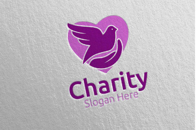 Dove Charity Hand Love Logo Design 69